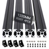 Picture of 4pcs 1220mm T Slot 2020 Aluminum Extrusion European Standard Anodized Linear Rail for 3D Printer Parts and CNC DIY Black