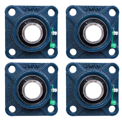 Picture of Jeremywell UCF201-8 Pillow Block Bearing (4 Pack), 1/2 inch Bore, 4-Bolt Flange Mounted, Solid Base, Self-Alignment, Square