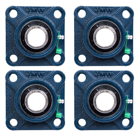 Picture of Jeremywell UCF201-8 Pillow Block Bearing (4 Pack), 1/2 inch Bore, 4-Bolt Flange Mounted, Solid Base, Self-Alignment, Square