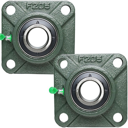 Picture of 2 Pack UCF205-16 Pillow Block Bearing - Square Flange Mounted Pillow Block Bearings - Bearing Steel Bearings with 1" Bore - Self Alignment, Solid Cast Iron Base
