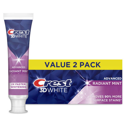 Picture of Crest 3D White Advanced Teeth Whitening Toothpaste, Radiant Mint, 3.3 oz, Pack of 2