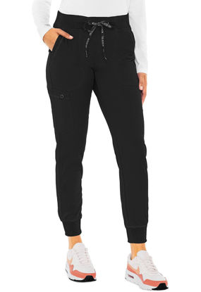 Picture of Med Couture Women's Scrub Jogger Yoga Pant with 5 Pockets, Lightweight, Ultra Soft, 2-Way Stretch & Easy Care Fabric - MC7710, M, Black