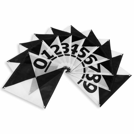 Picture of Sky High Bull's-Eye Drone Ground Control Point GCP - UAV Aerial Target for Mapping & Surveying (10 Pack) | Center Eyelets Numbered 0-9 (Black/WhiteMarkers) | Pix4D & DroneDeploy Compatible