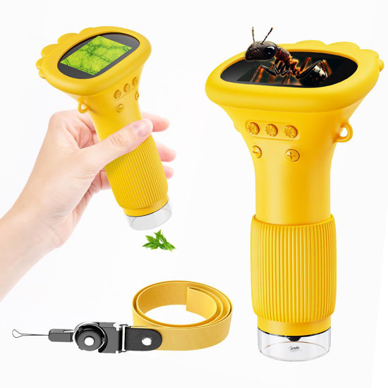 Picture of Portable Digital Microscope for Kids, Pocket Handheld Microscope Camera with 2'' Inch Screen, Educational Science Christmas Birthday Gifts for Age 3 4 5 6 7 8 9 10 11 12 Girls Boys - Orange