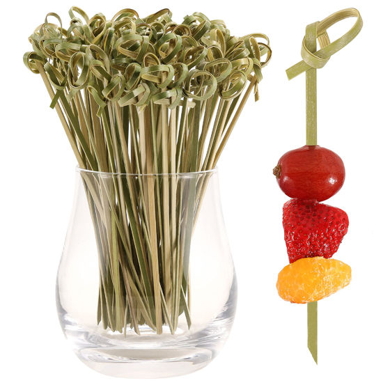 Picture of 200 PCS Cocktail Picks, 4.7 Inch Toothpicks for Appetizers, Natural Bamboo Knot Skewers, Mini Food Sticks, Fancy Tooth Picks for Drinks,Fruit,Charcuterie,Cocktail Garnish Accessories, Party Supplies
