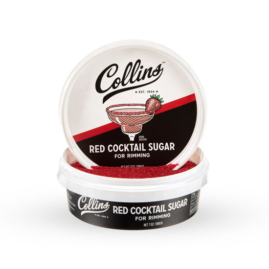 Picture of Collins Red Cocktail Sugar, Enhance Daiquiris, Cosmopolitans, Margaritas, Cocktail Drinks, Glass Rimming Sugar for Cocktails 7oz