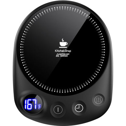 Picture of KitchekShop Coffee Mug Warmer - Fastest Heating & Highest Temperature, Coffee Cup Warmer for Desk Auto Shut Off, 4 Temp Settings & 1-12H Timer, Smart Electric Beverage Warmer for Coffee, Tea (Black)