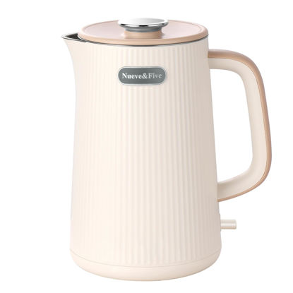 Picture of Nueve&Five 1.7L Electric Kettle,Double Wall Electric Tea Kettle,Auto Shut Off,1200W Hot Water Kettle Electric of 304 Stainless Steel-Cream White