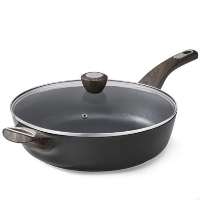 Picture of SENSARTE Nonstick Frying Pan Skillet with Lid, 12 Inch Large Deep Frying Pan, 5 Qt Non Stick Saute Pan with Cover, Induction Pan, Healthy Non Toxic Cooking Pan with Helper Handle, PFOA PFOS Free