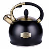 Picture of SUSTEAS Stove Top Whistling Tea Kettle - Food Grade Stainless Steel Teakettle Teapot with Cool Touch Ergonomic Handle, With 1 Silicone Pinch Mitt Included, 2.64 Quart(BLACK)