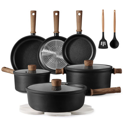 Picture of CAROTE Nonstick Pots and Pans,Cookware Set 16pcs Kitchen Cooking Sets, Pot and Pan Non Stick w/Frying pan