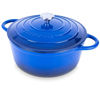 Picture of Cast Iron Dutch Oven with Lid - Non-Stick Ovenproof Enamelled Casserole Pot, Oven Safe up to 500° F - Sturdy Dutch Oven Cookware - Dark Blue, 6.4-Quart, 28cm - by Nuovva