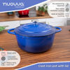 Picture of Cast Iron Dutch Oven with Lid - Non-Stick Ovenproof Enamelled Casserole Pot, Oven Safe up to 500° F - Sturdy Dutch Oven Cookware - Dark Blue, 6.4-Quart, 28cm - by Nuovva