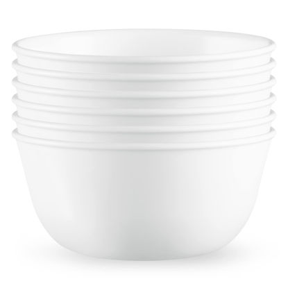 Picture of Corelle Vitrelle 28-oz Soup/Cereal Bowls Set of 6, Chip & Crack Resistant Dinnerware Bowls for Soup, Ramen, Cereal and More, Triple Layer Glass, Winter Frost White