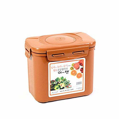 Picture of e-jen Premium Kimchi, Sauerkraut Container Probiotic Fermentation with Inner Vacuum Lid (Earthenware Brown, 0.45 gal/ 1.7L)