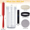 Picture of Sourdough Starter Jar Kit, 650ml Sourdough Starter Jar With Thermometer, Silicone Scraper, Cloth Cover And Aluminum Lid. Reusable Sour Dough Starter Jar