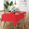 Picture of QIKSION 2 Pack Red Plastic Tablecloth Disposable Table Covers Ruby Shine Red Table Cloths for Parties Bridal Shower Birthday Engagement Wedding, Fits 6 to 8 Foot Rectangle Tables (54 × 108 Inch)