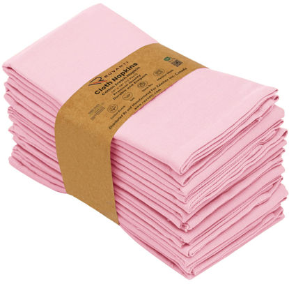Picture of Ruvanti Cloth Napkins Set of 12, 18x18 Inches Napkins Cloth Washable, Soft, Durable, Absorbent, Cotton Blend. Table Dinner Napkins Cloth for Hotel, Christmas, Dinner, Parties - Pink