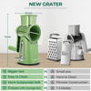 Picture of SUSTEAS Rotary Cheese Grater with Handle - Vegetable Shredder with 5 Well-designed Blades & Strong Suction Base,Round Mandoline Slicer & Food Chopper for Kitchen,with Blade Storage Box(Retro Green)