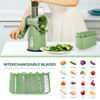 Picture of SUSTEAS Rotary Cheese Grater with Handle - Vegetable Shredder with 5 Well-designed Blades & Strong Suction Base,Round Mandoline Slicer & Food Chopper for Kitchen,with Blade Storage Box(Retro Green)
