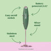 Picture of Bloom Nutrition Milk Frother, Hand Mixer, Electric, Handheld Drink Stirrer, Frothing Wand, Foam Maker for Coffee, Matcha, Protein, Greens, Stainless Steel, Battery Operated, Includes Whisk Stand