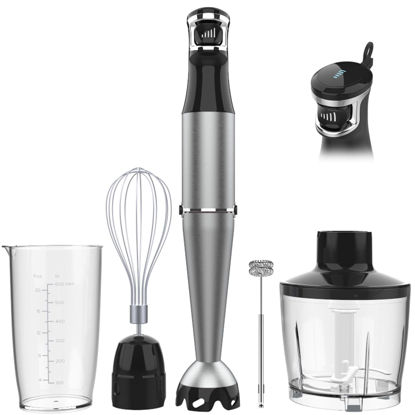 Picture of Immersion Blender Handheld Corded Hand Blender 1100W, Trigger Variable Speed 5 in 1 Stick Blender, Emulsion Blender with Chopper, Whisk and Frother for Soup, Baby Food and Smoothies