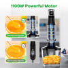 Picture of Immersion Blender Handheld Corded Hand Blender 1100W, Trigger Variable Speed 5 in 1 Stick Blender, Emulsion Blender with Chopper, Whisk and Frother for Soup, Baby Food and Smoothies