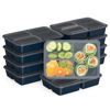 Picture of Bentgo 20-Piece Lightweight, Durable, Reusable BPA-Free 3-Compartment Containers - Microwave, Freezer, Dishwasher Safe - Navy Blue