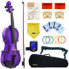 Picture of Crafteem 4/4 Full Size Fiddle Purple Colored Premium Violin Outfit for Beginners Adults Kids With 5 Color Fingering Tape- Handcrafted Student Beginner Violin. (Purple, 4/4 Full)