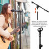 Picture of CAHAYA Tripod Microphone Stand Boom Arm Floor Mic Stand with Carrying Bag and 2 Mic Clips for Singing Performance Wedding Stage and Mic Mount CY0239