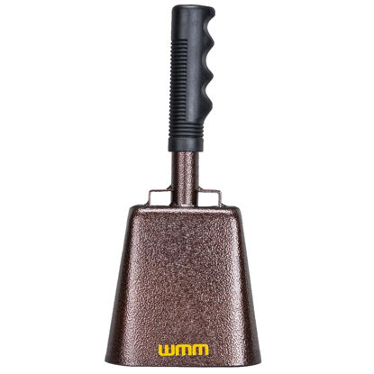 Picture of 10 Inch Steel Cowbell with Handle Cheering Bell for Sports Events Large Solid School Bells & Chimes Percussion Musical Instruments Call Bell Alarm(Copper)