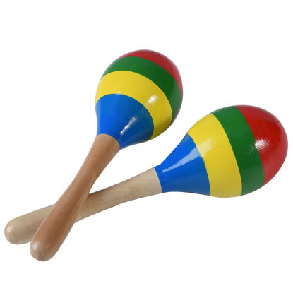 Picture of Maracas Hand Percussion Rattles, Wooden Rumba Shaker Musical Instrument for Kids Adults, Set of 2