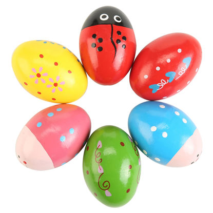 Picture of 6Pcs Wooden Egg Shakers Hand Musical Maracas Percussion Instruments