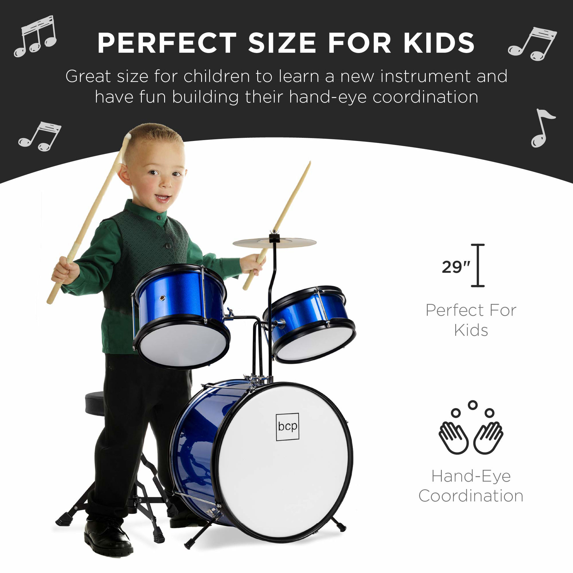 GetUSCart- Best Choice Products Kids Drum Set 3-Piece Beginner Drum Set ...