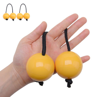 Picture of 2 Pairs Aslatua Shakers, Kashaka Musical Percussion Instrument African Asalato Shaker Rhythmic Balls, Yellow