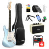 Picture of Donner DST-152R Electric Guitar, 39" Beginner Electric Guitar Kit, HSS Pickup with Coil Split, Guitar Starter Set with Amp, Bag, All Accessories, Metallic Ice Blue