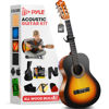 Picture of Pyle Beginner Acoustic Guitar Kit, 1/4 Junior Size All Wood Build Nylon Stringed Instrument with Capo, Strap, Extra String Set, Gig Bag, Guitars for Beginners Adults Youth, 30" Sunburst Teardrop Gloss