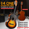 Picture of Pyle Beginner Acoustic Guitar Kit, 1/4 Junior Size All Wood Build Nylon Stringed Instrument with Capo, Strap, Extra String Set, Gig Bag, Guitars for Beginners Adults Youth, 30" Sunburst Teardrop Gloss