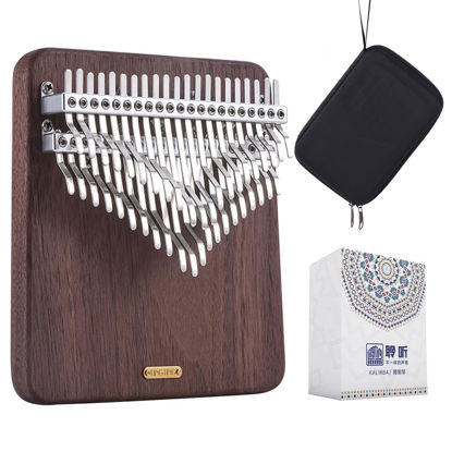Picture of LingTing Kalimba 42 keys Solid Walnut Wood Thumb Piano Chromatic Mbira Finger Piano Gift for Kids Adult Beginners Professional（LT-K42W,Moon Whisperer)