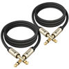 Picture of GearIT Guitar Instrument Cable (3ft 2-Pack) 1/4 Inch to 1/4 inch TS Straight Male to Male 6.35mm Mono Jack with Alloy Connector and Nylon Braid