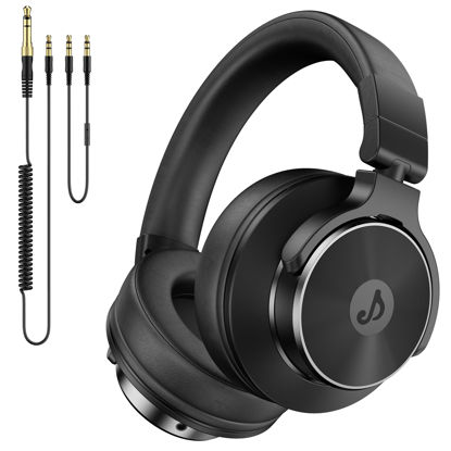 Picture of Rumoon Wired Over Ear Headphones, Studio Monitor & Mixing DJ Headphones with 50mm Neodymium Drivers and 1/4 to 3.5mm Jack for Guitar AMP Podcast Piano Keyboard (Black)