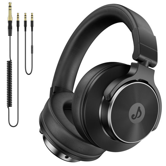 Picture of Rumoon Wired Over Ear Headphones, Studio Monitor & Mixing DJ Headphones with 50mm Neodymium Drivers and 1/4 to 3.5mm Jack for Guitar AMP Podcast Piano Keyboard (Black)
