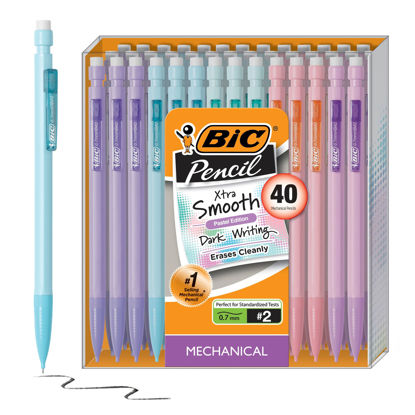 Picture of BIC Xtra-Smooth Pastel Mechanical Pencils with Erasers, Medium Point (0.7mm), 40-Count Pack, Bulk Mechanical Pencils for School or Office Supplies