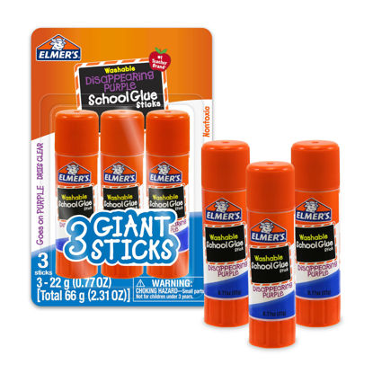 Picture of Elmer's Disappearing Purple School Glue Sticks, Washable, 22 Grams, 3 Count