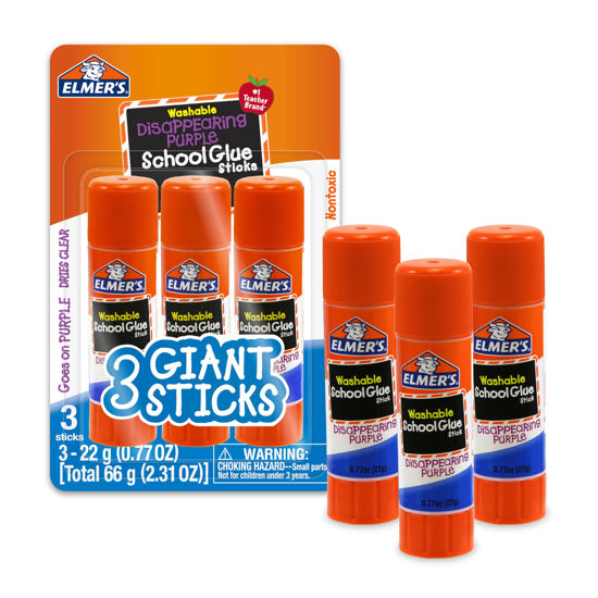 Picture of Elmer's Disappearing Purple School Glue Sticks, Washable, 22 Grams, 3 Count