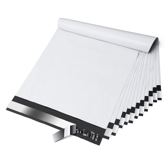 Picture of Fuxury Poly Mailers 10x13 Inch 100 Pcs Shipping Bags for Clothing, Shipping Envelopes, Strong Self Seal Mailing Bags for Small Business, Poly Bags for Clothes in White