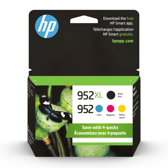 Picture of HP Original 952 Cyan, Magenta, Yellow / 952XL Black Ink Cartridges (4-Pack) | Works OfficeJet 8702 OfficeJet Pro 7700, 8210, 8700 Series | Eligible for Instant Ink | N9K28AN