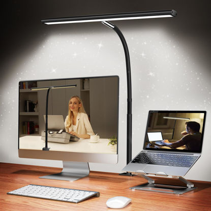Picture of Airlonv LED Desk Lamp for Office Home, Eye-Caring Desk Light with Stepless Dimming Adjustable Flexible Gooseneck, 10W USB Adapter Desk Lamp with Clamp for Reading, Study, College Dorm Room Essentials