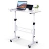 Picture of KLSMYHOKI Standing Desk Adjustable Height, Mobile Stand Up Desk with Wheels Small Computer Desk Rolling Desk, Portable Laptop Desk White Standing Table Home Office Desks 16"x31.5" Height 27"-43.5"