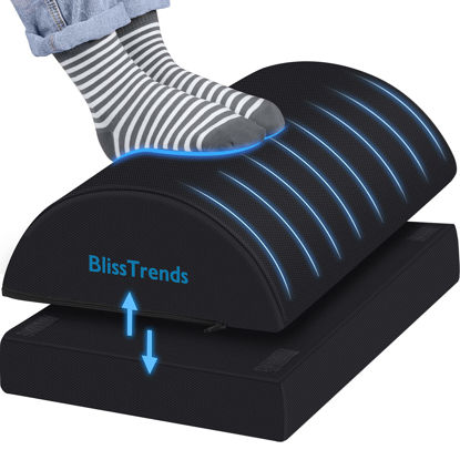 Picture of BlissTrends Foot Rest for Under Desk at Work-Versatile Foot Stool with Washable Cover-Comfortable Footrest with 2 Adjustable Heights for Car,Home and Office to Relieve Back,Lumbar,Knee Pain-Black